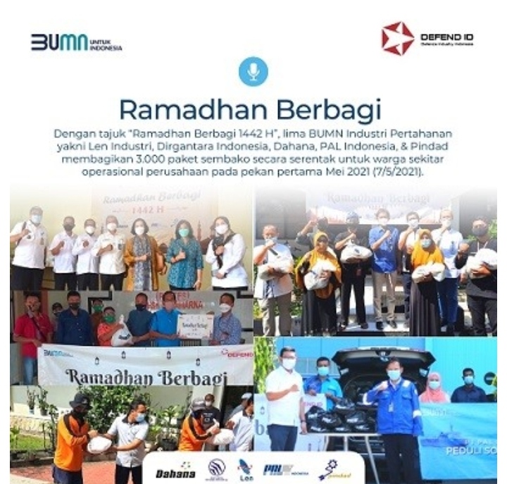 Kolaborasi, 5 BUMN Industri Pertahanan Menggelar “Ramadhan Berbagi” Secara Serentak