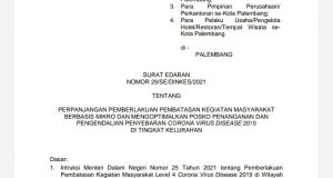 Edaran Wali Kota Palembang tentang perpanjangan PPKM