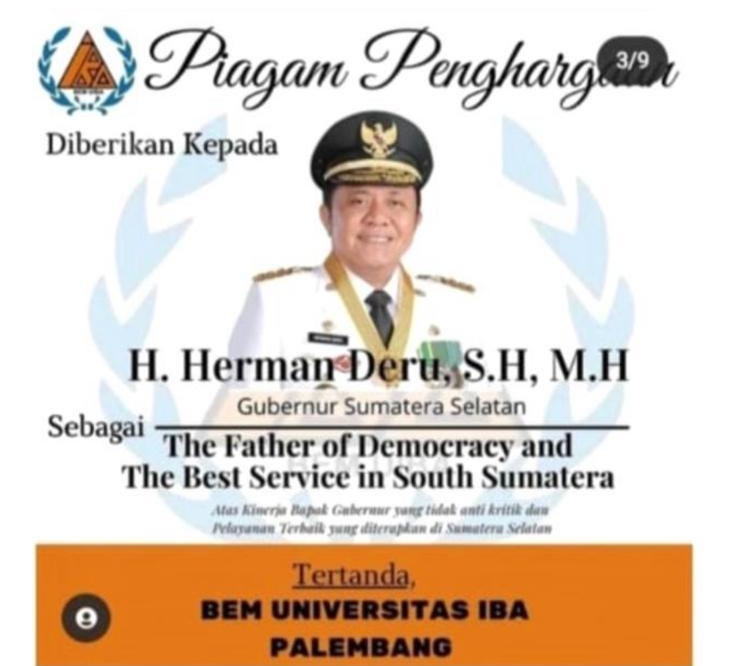 BEM UIBA Sebut HD Sebagai The Father Of Democracy and The Best Service in South Sumatera