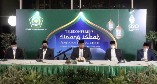 Menteri Agama Yaqut Cholil Qoumas memimpin sidang isbat penetapan 1 Syawal 1443 H, Minggu (1/5/2022)