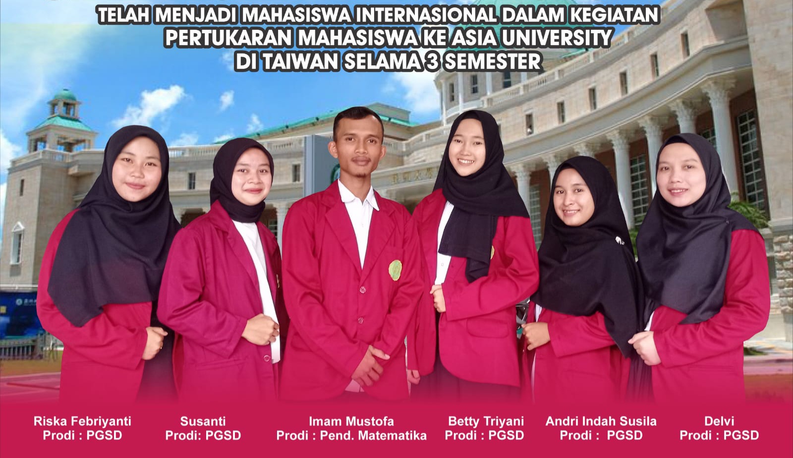 Enam Mahasiswa STKIP Muhammadiyah OKU Timur Ikut Pertukaran Pelajar Ke Luar Negeri di Universitas Taiwan