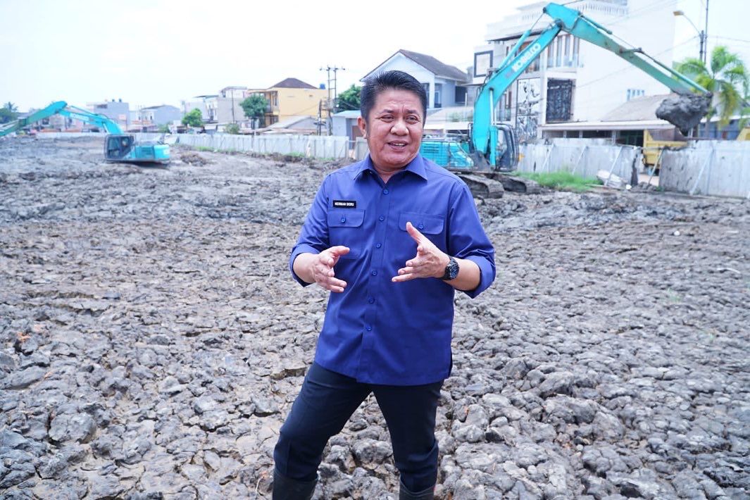 Herman Deru Tinjau Pengerjaan Pengembangan Danau Opi Sebagai Kolam Retensi Atasi Banjir 